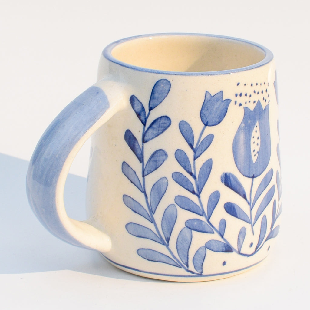 Blue Anar Mug, Blossom Stand & Diya Gift Set