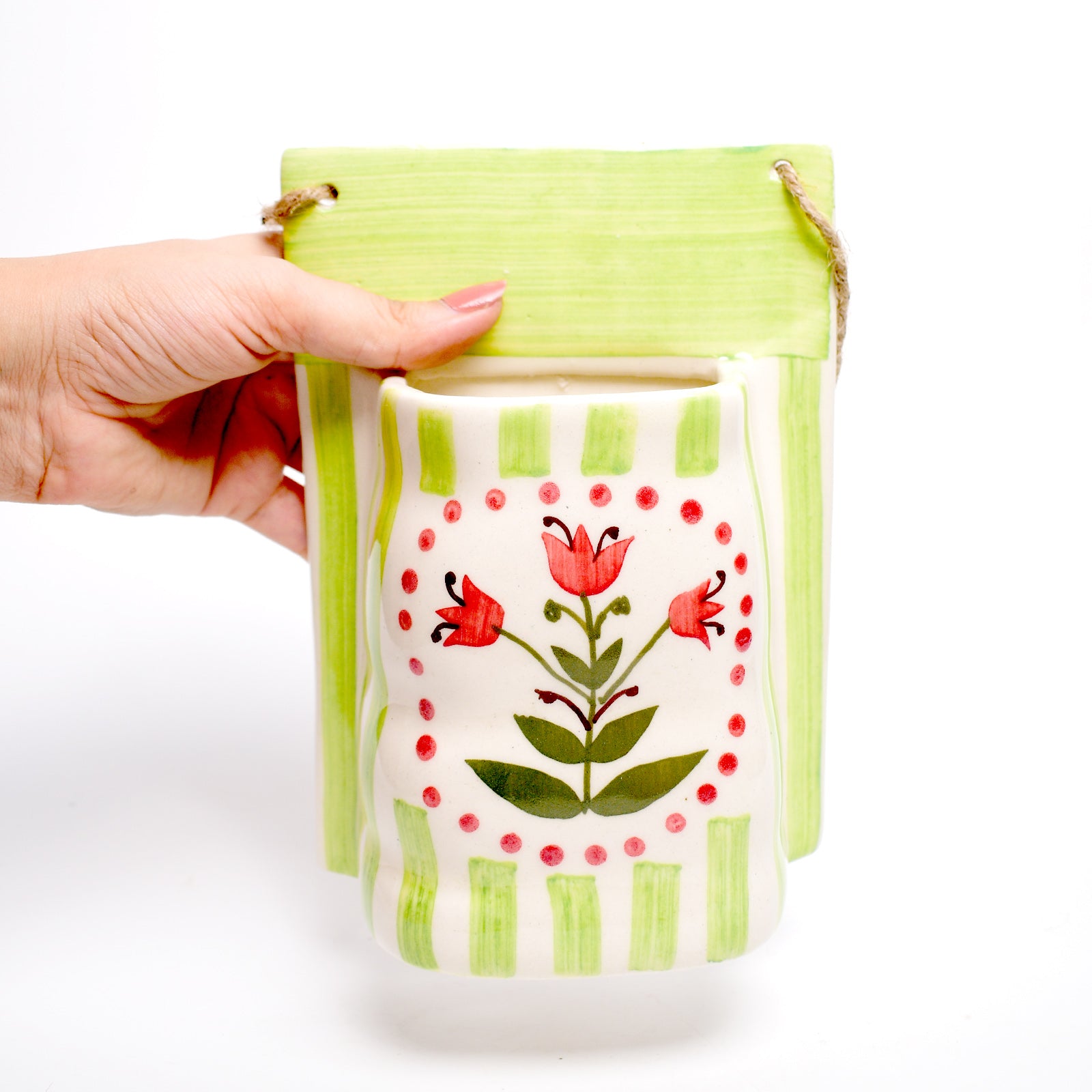 Ceramic Wall Planter - Green Garden Bloom