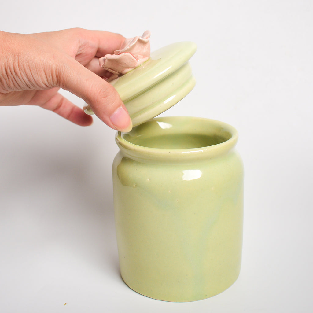 Ceramic Jar - Pink Flower