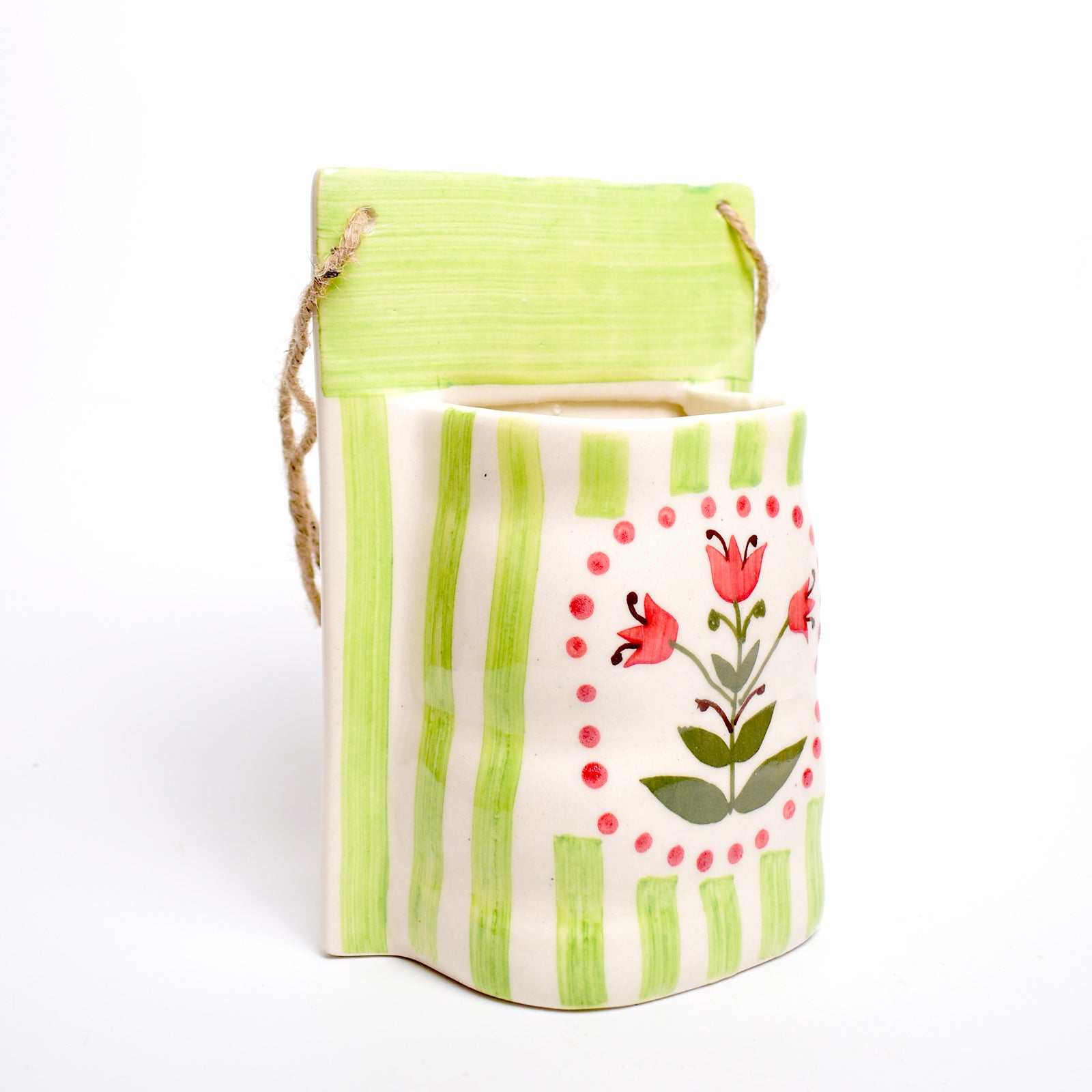 Ceramic Wall Planter - Green Garden Bloom
