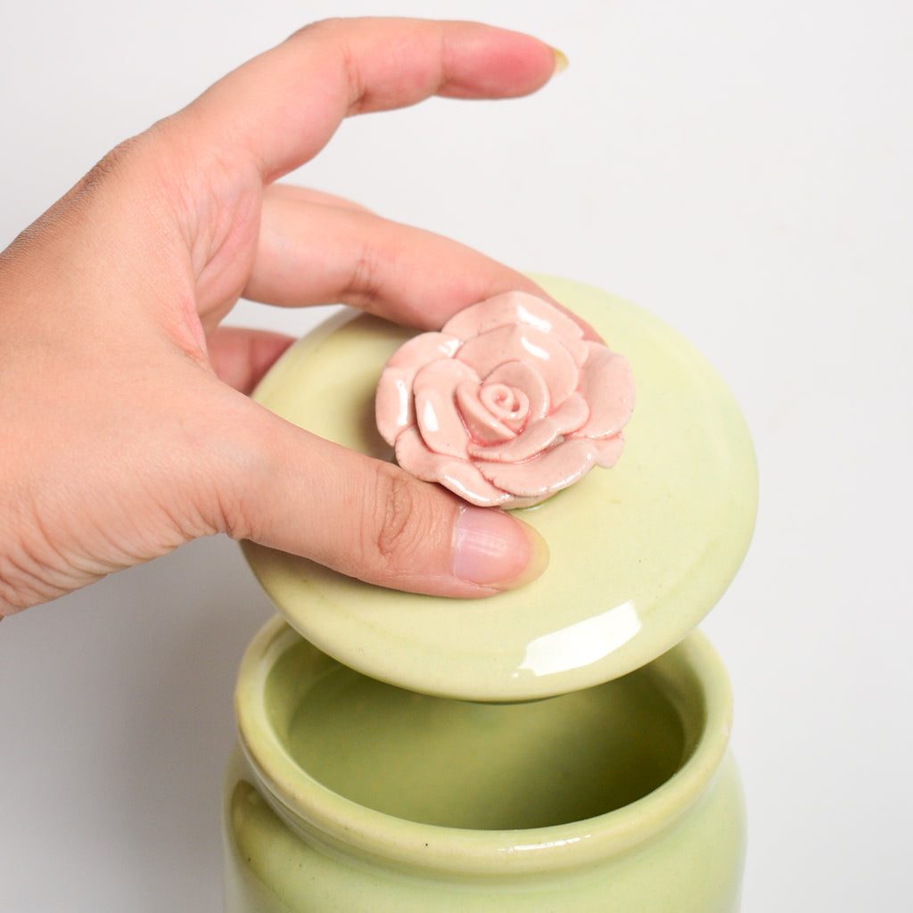 Ceramic Jar - Pink Flower