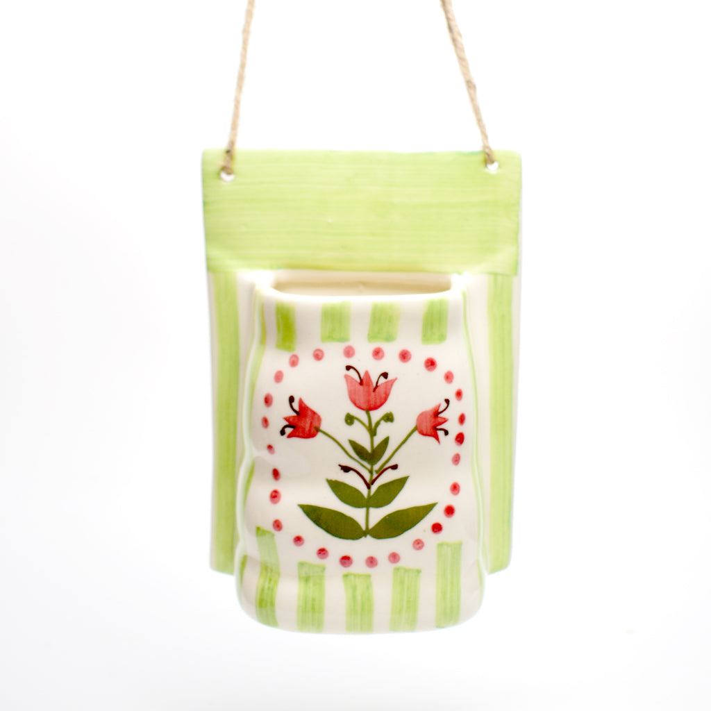Ceramic Wall Planter - Green Garden Bloom
