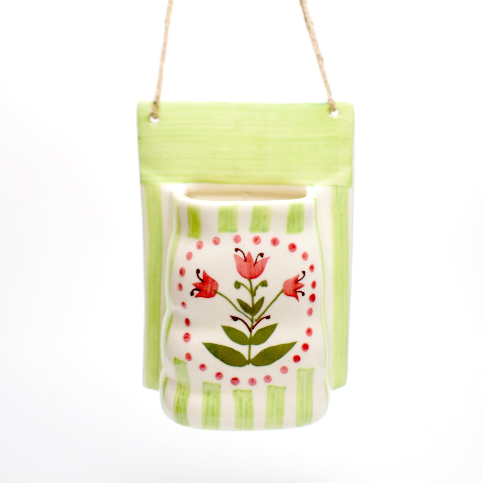 Ceramic Wall Planter - Green Garden Bloom