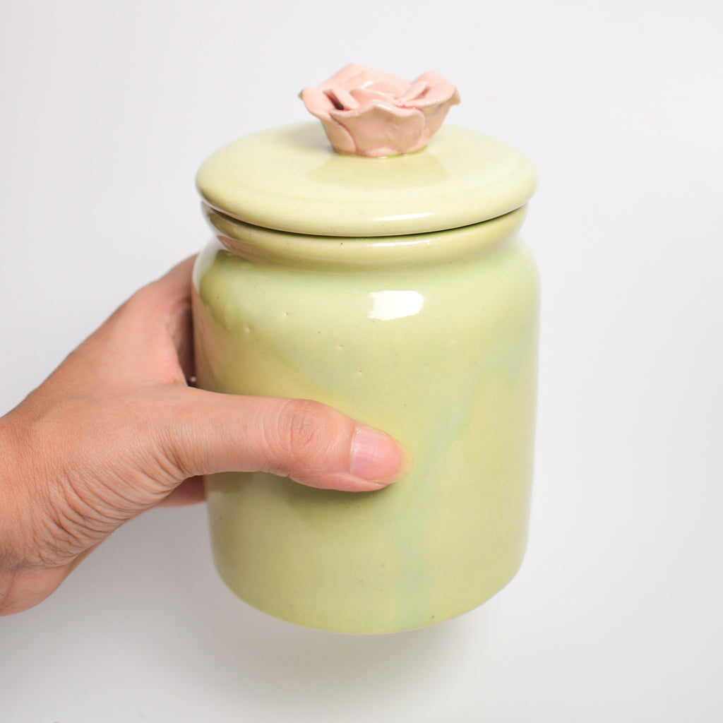 Ceramic Jar - Pink Flower