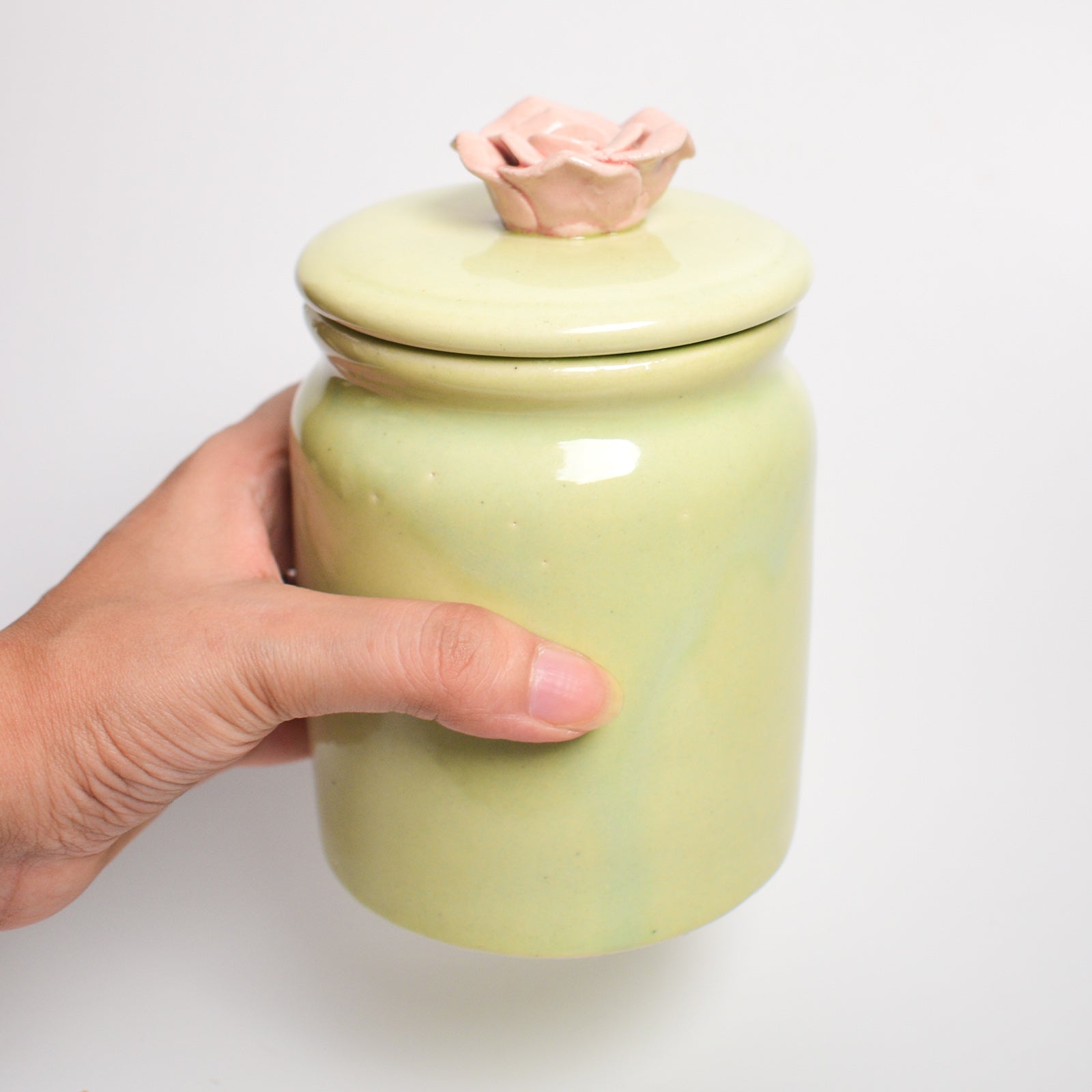 Ceramic Jar - Pink Flower