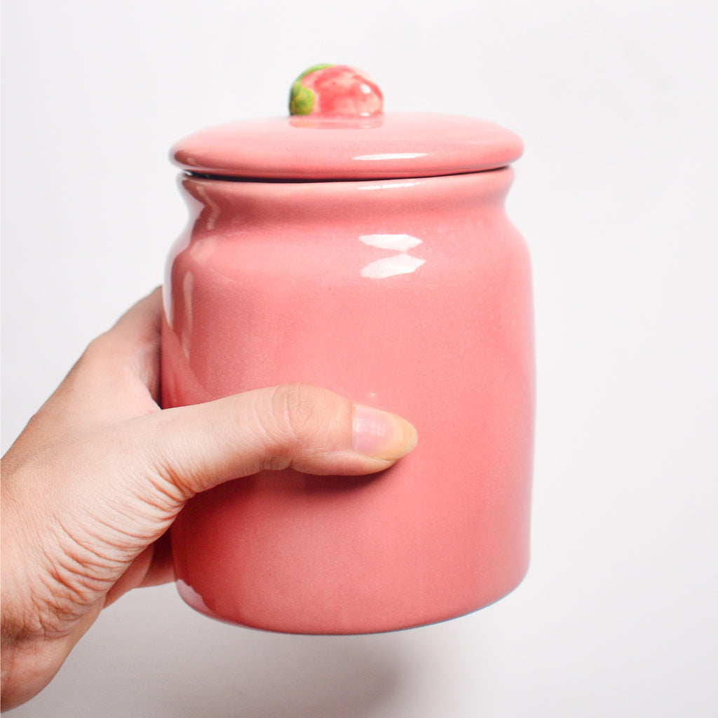 Ceramic Jar - Pink Strawberry