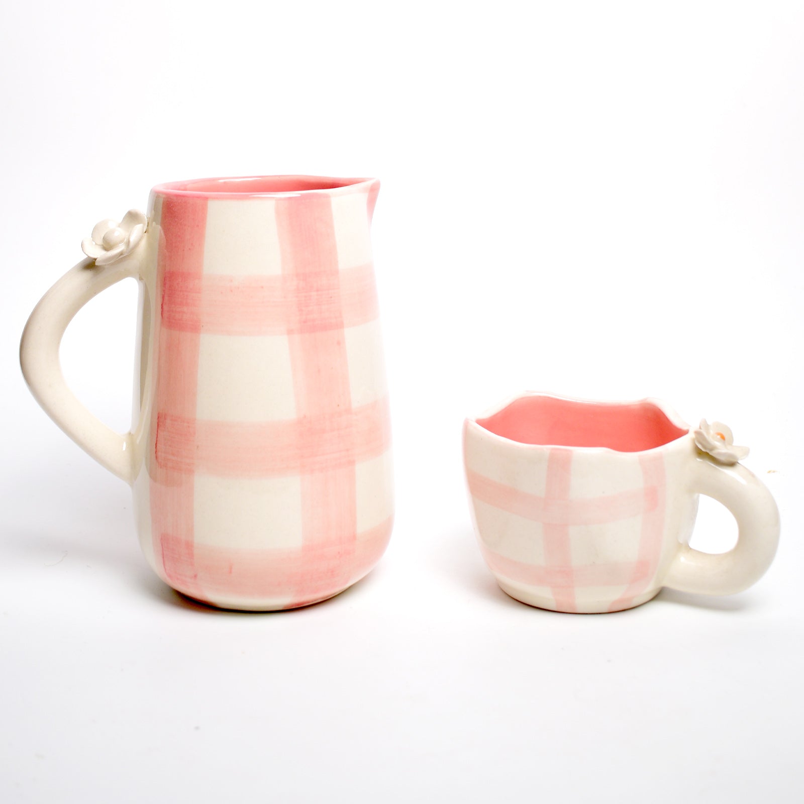 Ceramic Jug - Daisy Check Pink