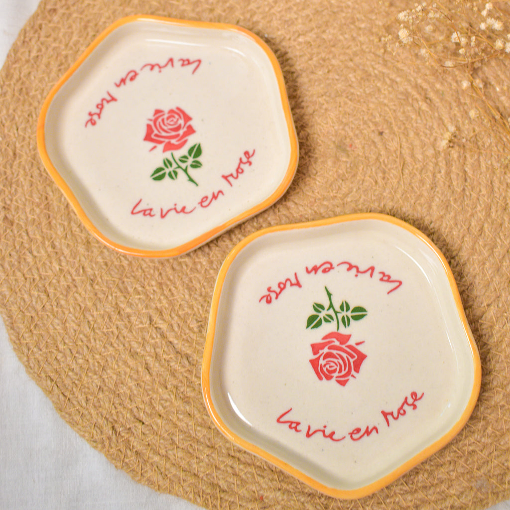 Ceramic Coaster/Trinket Tray - La Vie ( Yellow )