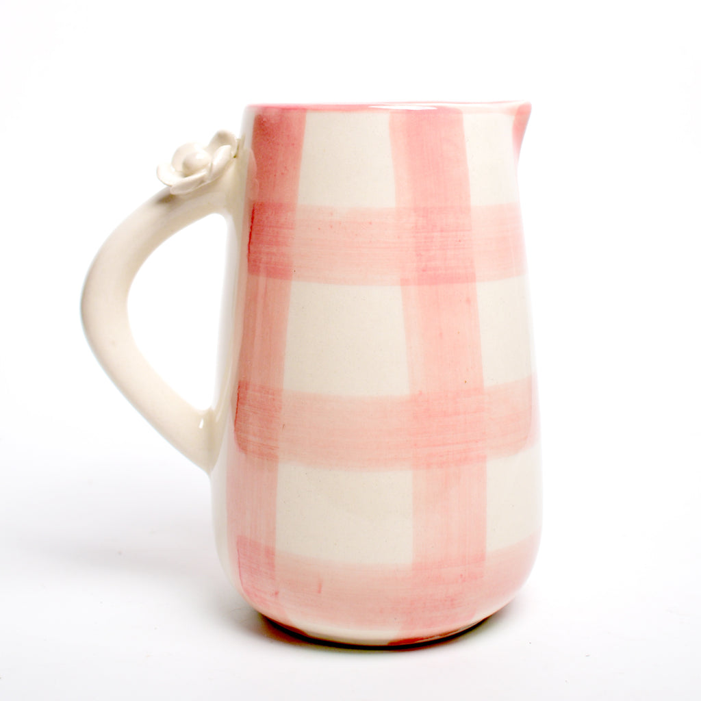 Ceramic Jug - Daisy Check Pink