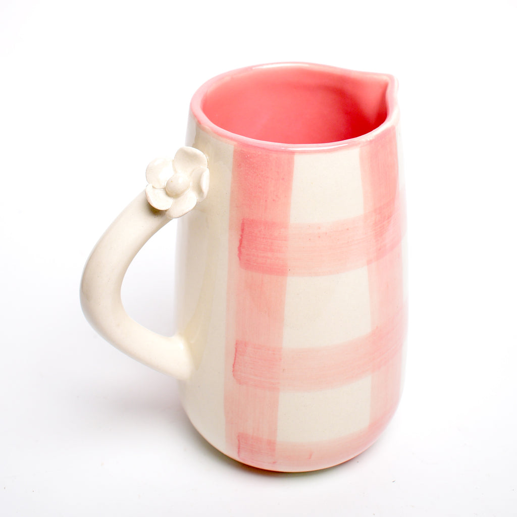 Ceramic Jug - Daisy Check Pink