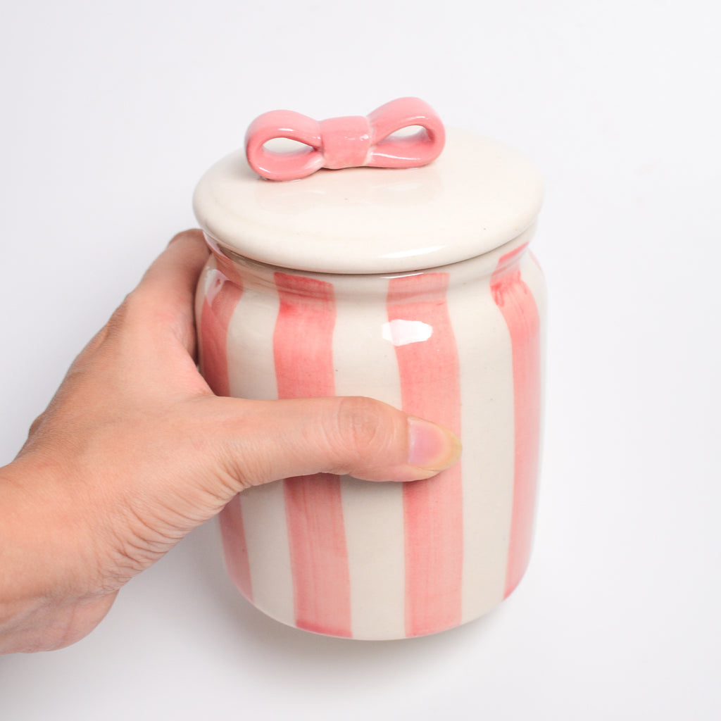 Ceramic Jar - Bow Stripe
