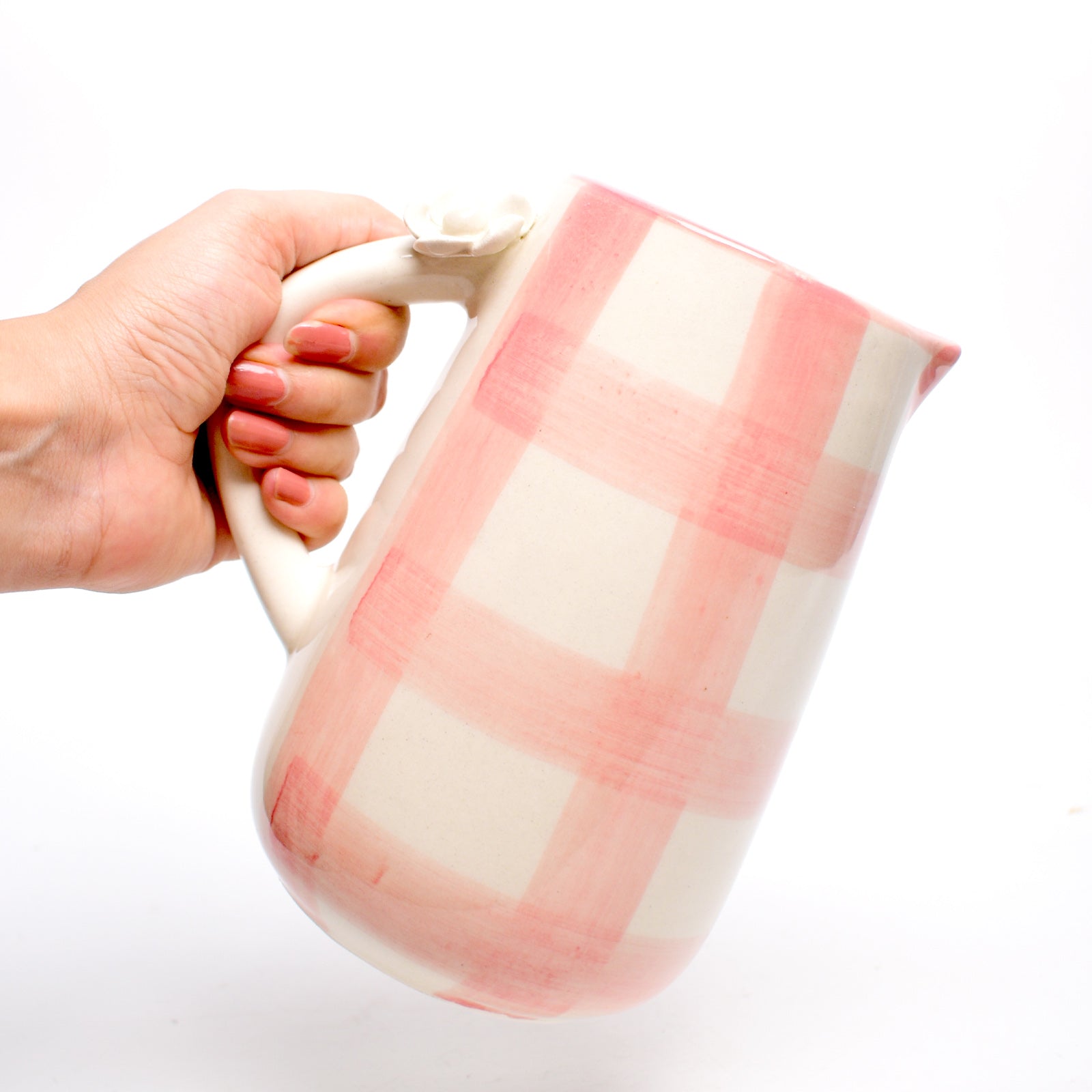Ceramic Jug - Daisy Check Pink