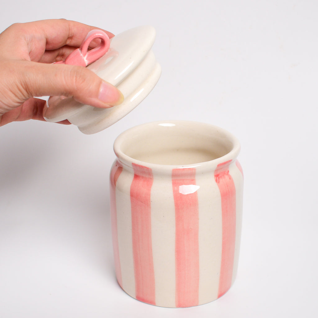 Ceramic Jar - Bow Stripe