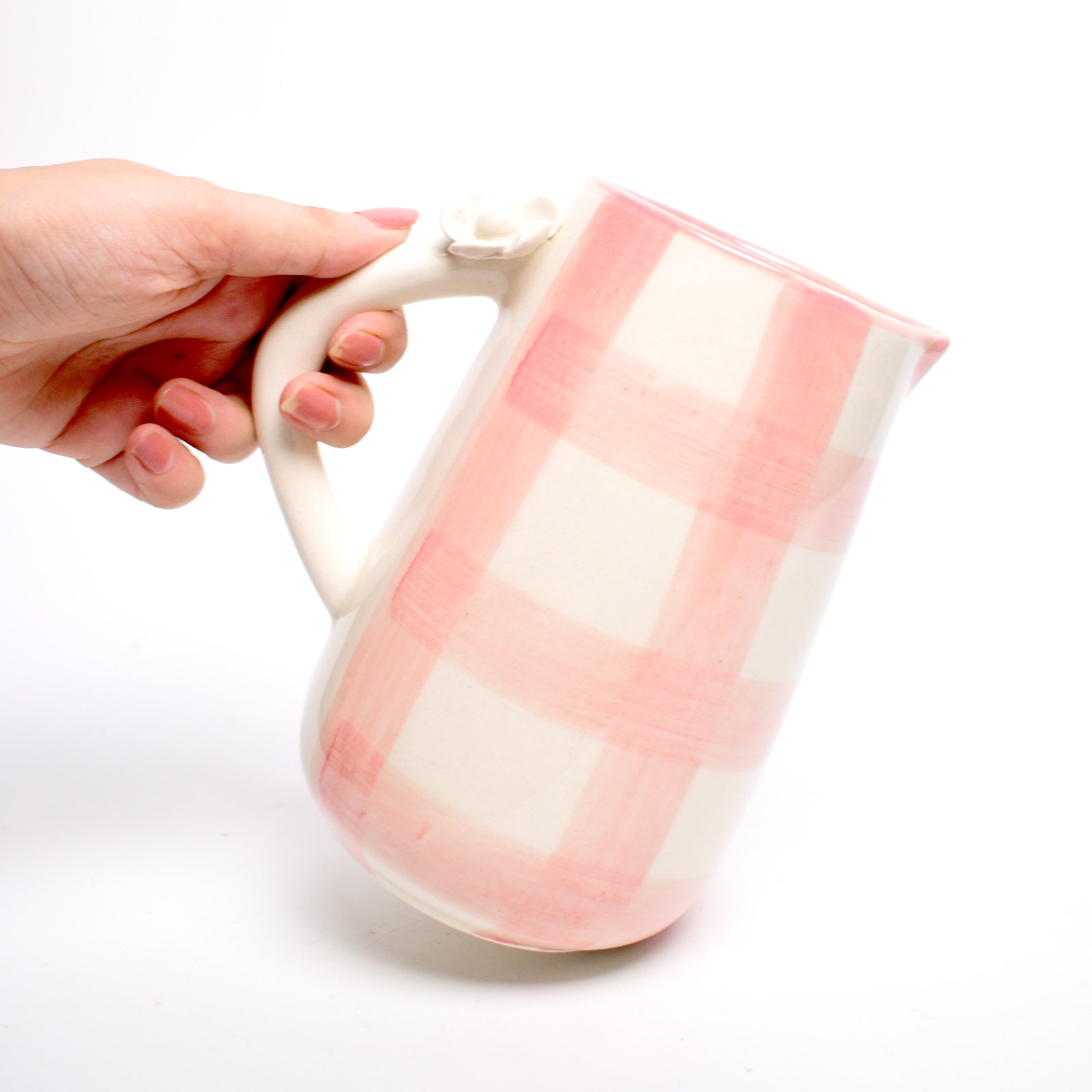 Ceramic Jug - Daisy Check Pink