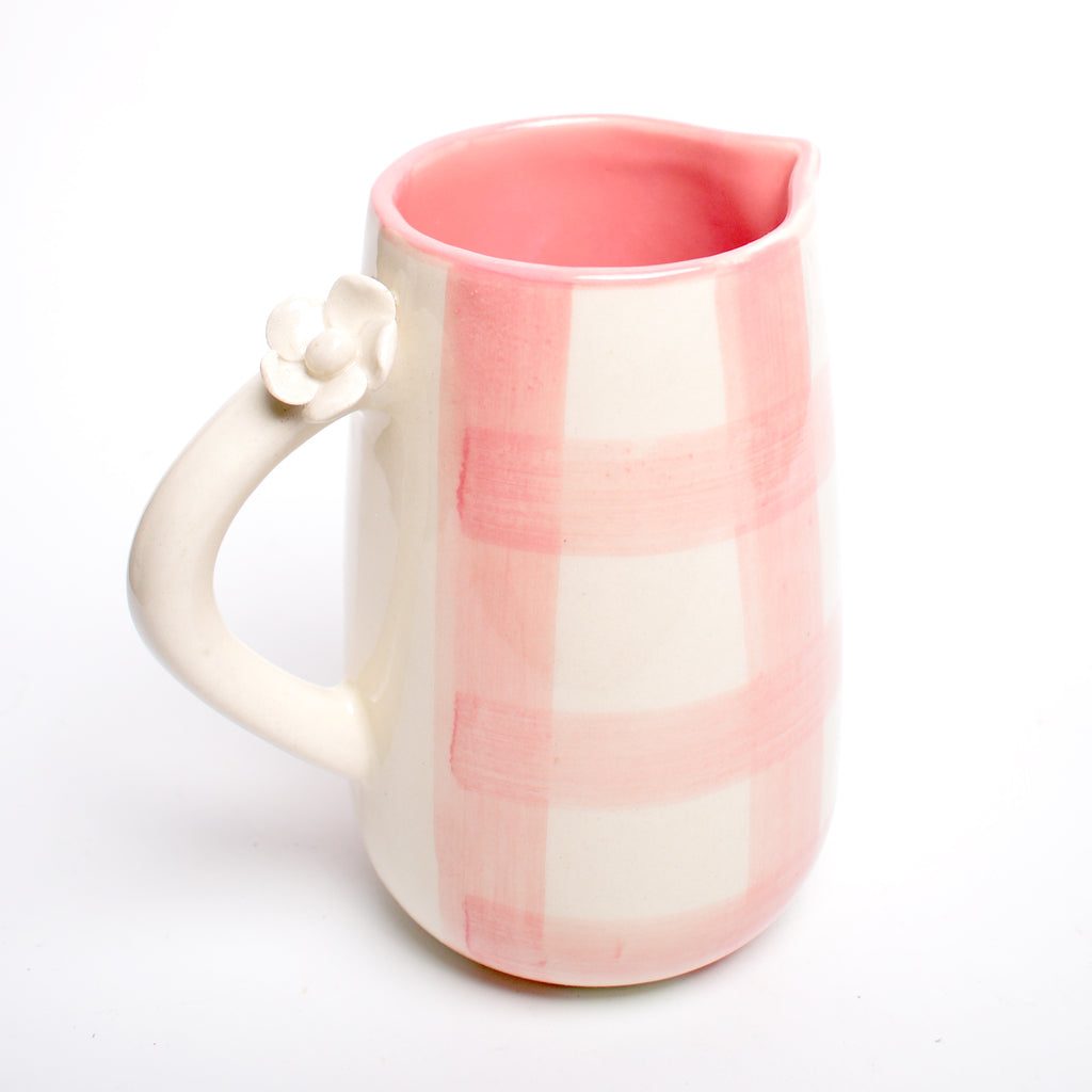 Ceramic Jug - Daisy Check Pink