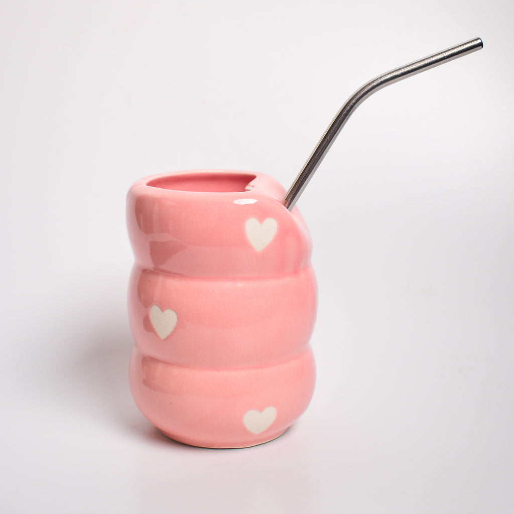 Sip Bubble Tumbler With Straw - Pink Heart