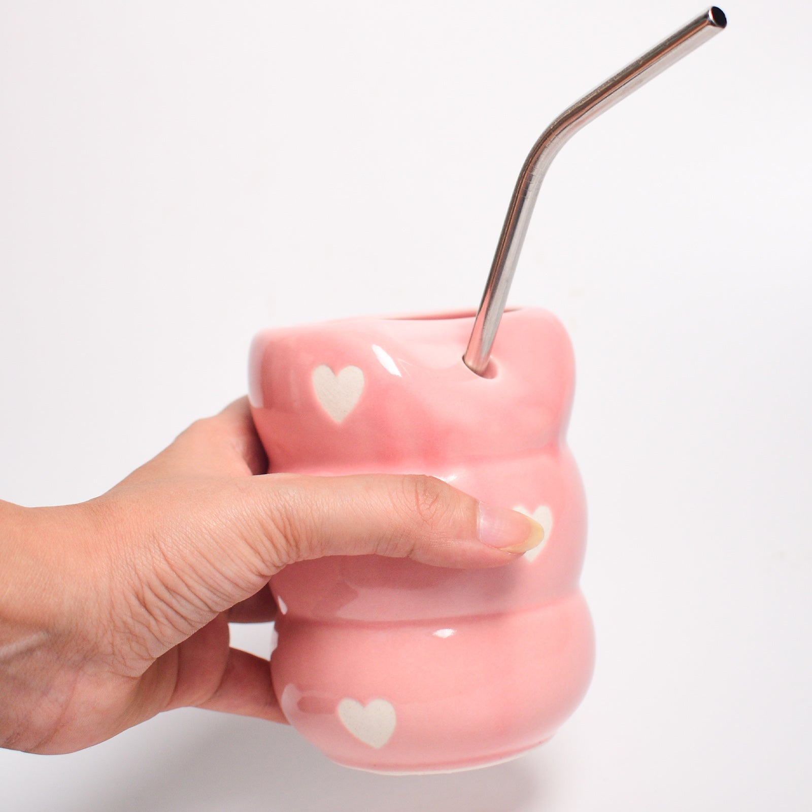 Sip Bubble Tumbler With Straw - Pink Heart