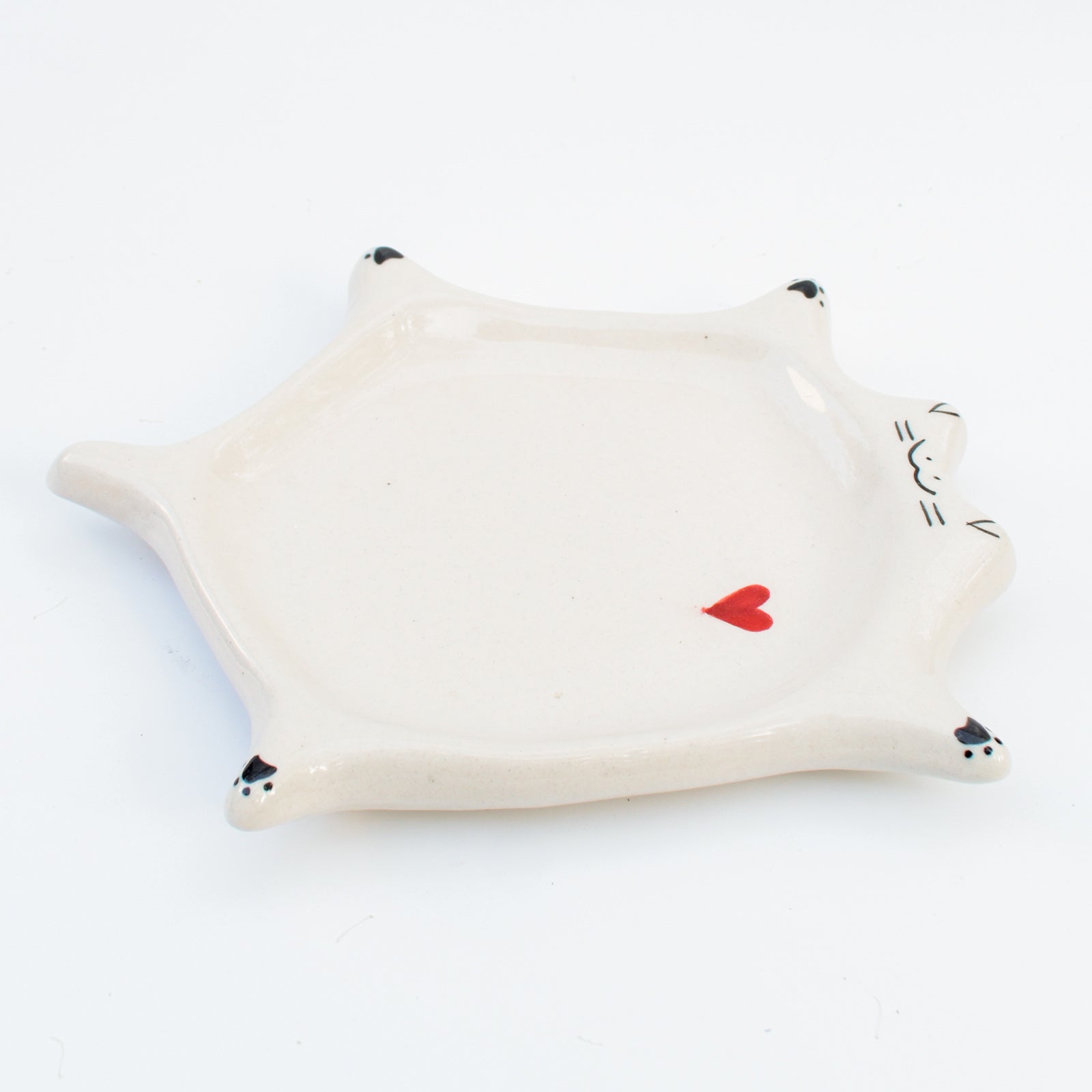 Ceramic Flat Dish - White Cat