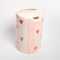 Ceramic Sip Tumbler - Pink Striped Hearts