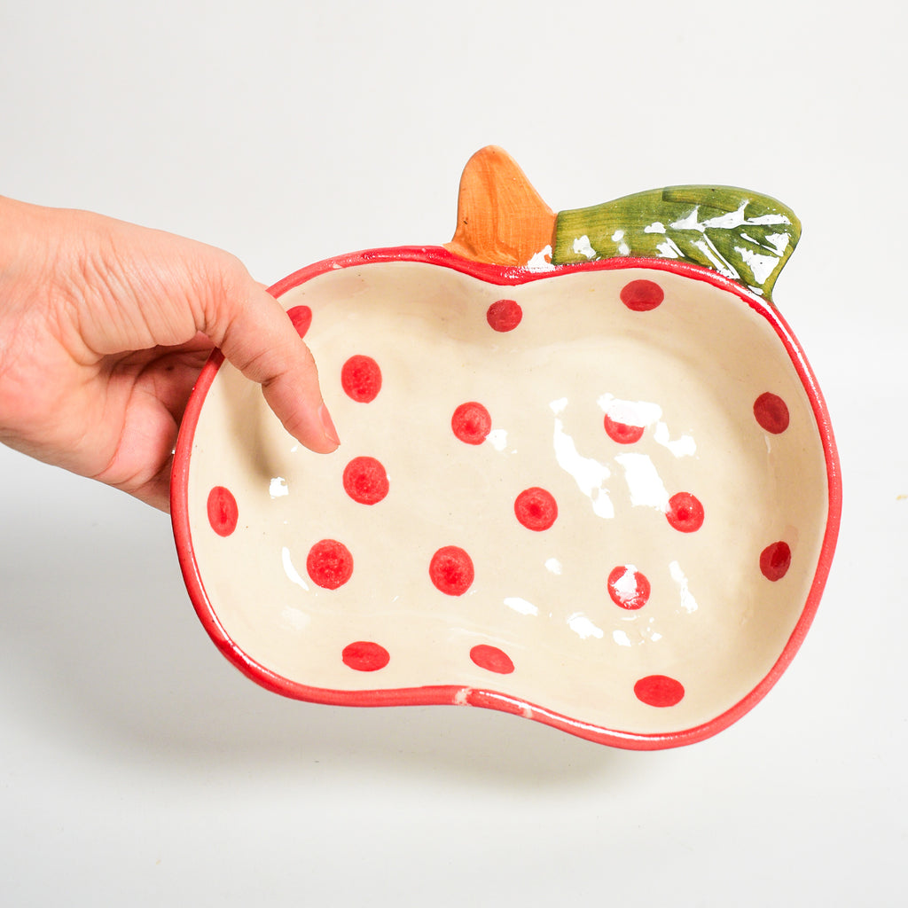 Unique Serving Bowl - Apple Polka
