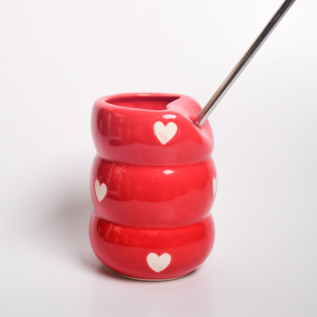 Sip Bubble Tumbler With Straw - Red Heart