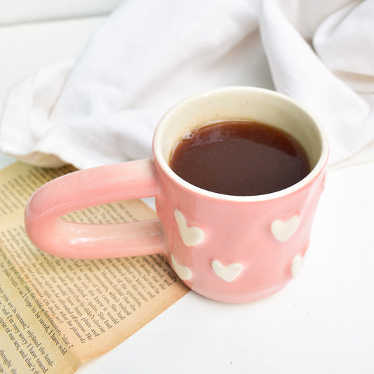 Romantic Ceramic Mug - Pink Cupid Heart