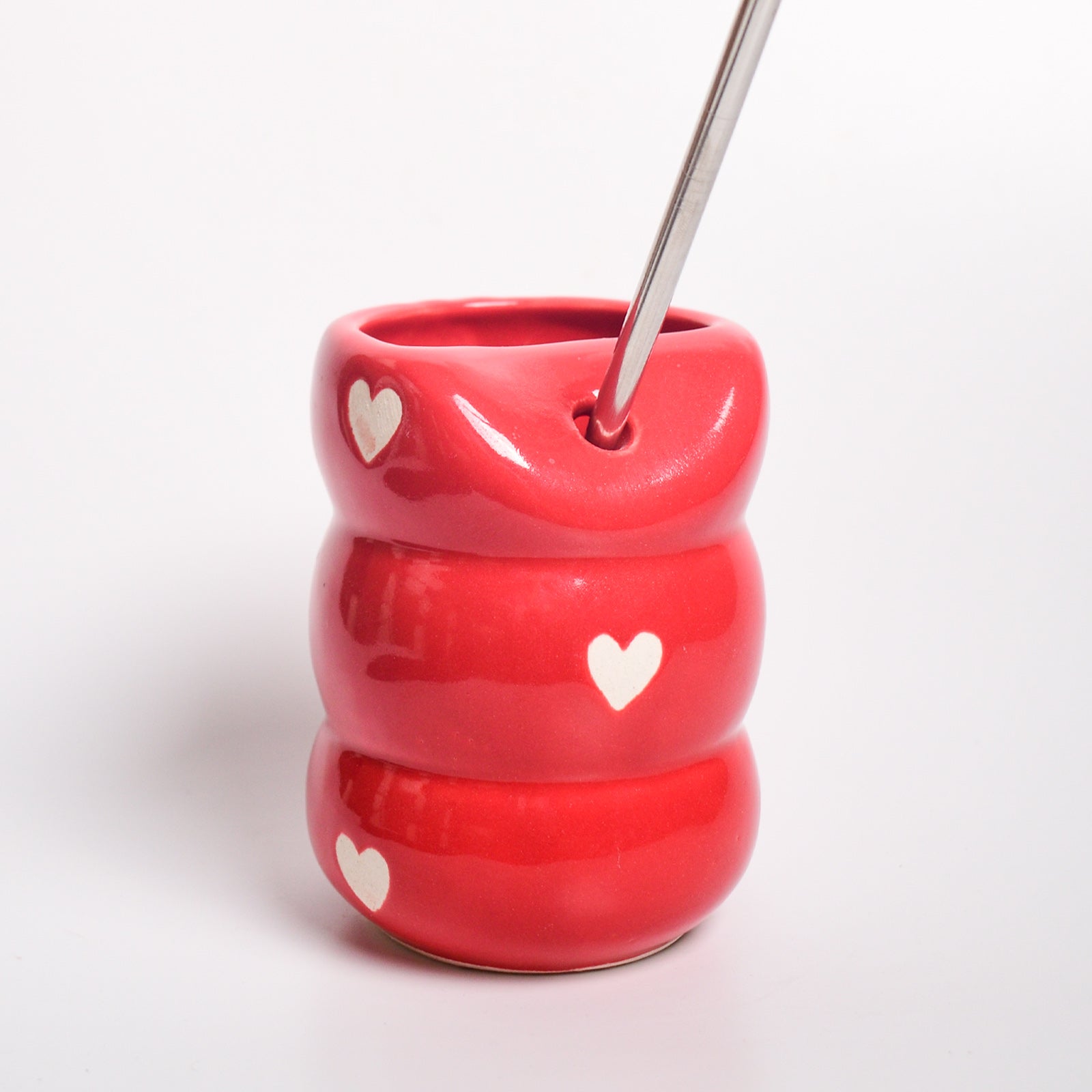 Sip Bubble Tumbler With Straw - Red Heart