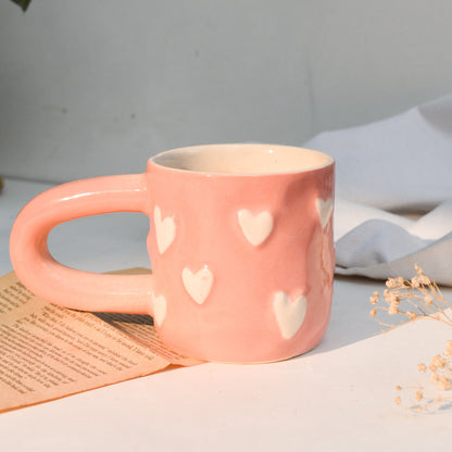 Romantic Ceramic Mug - Pink Cupid Heart