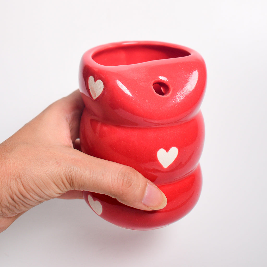 Sip Bubble Tumbler With Straw - Red Heart