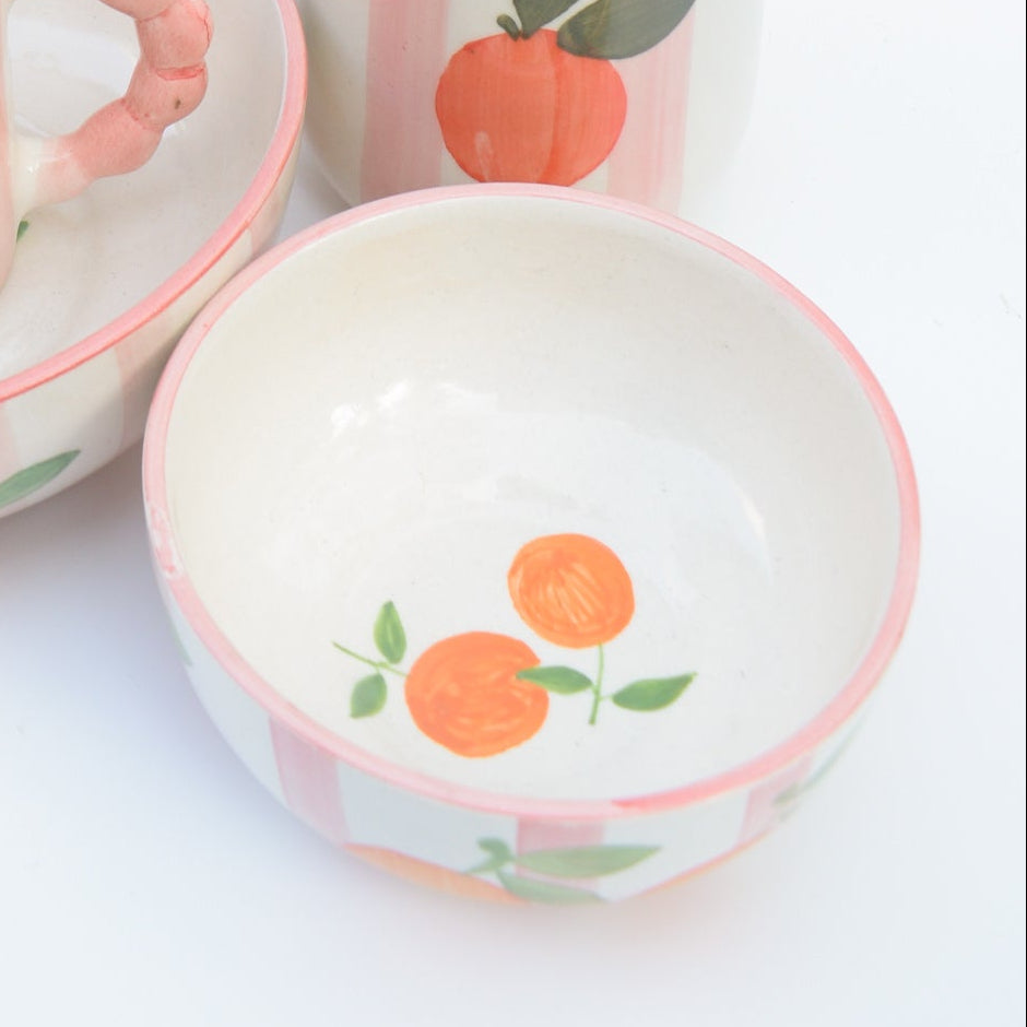 Serving Bowl - Pink Orange Stripe (5 inches)