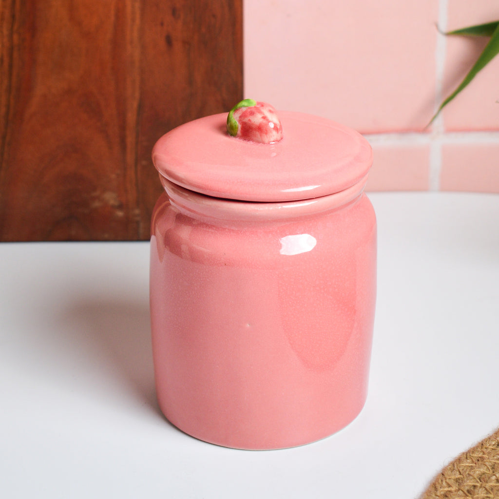Ceramic Jar - Pink Strawberry
