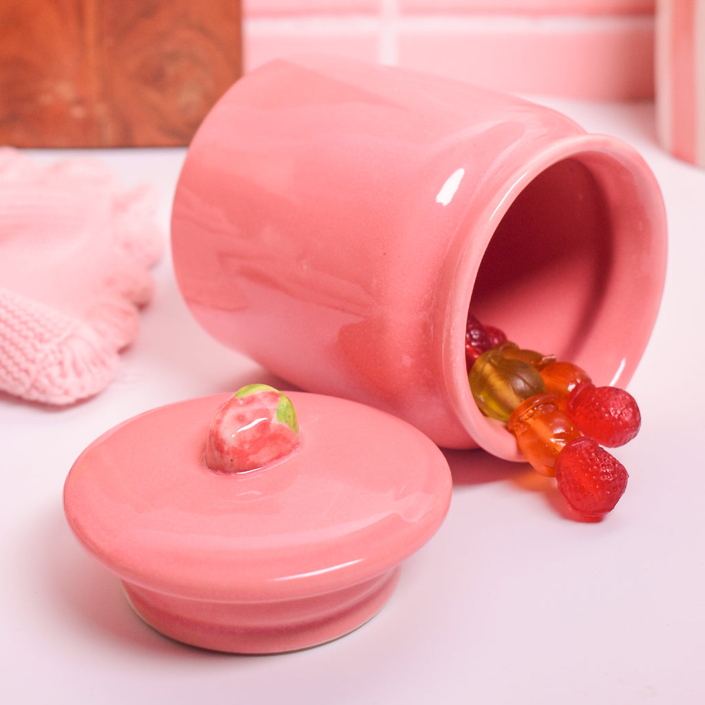 Ceramic Jar - Pink Strawberry