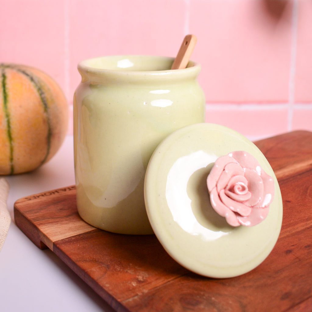 Ceramic Jar - Pink Flower