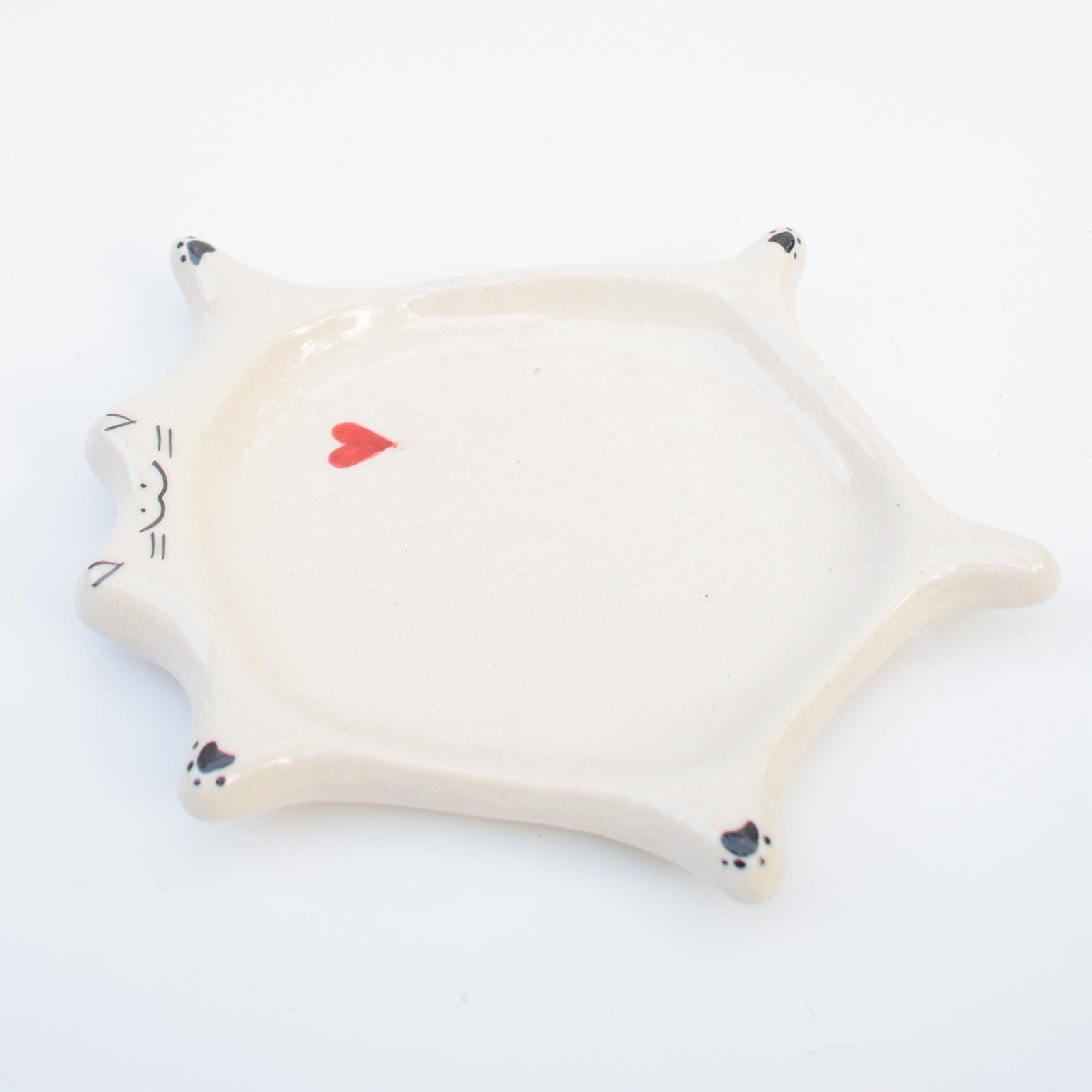Ceramic Flat Dish - White Cat