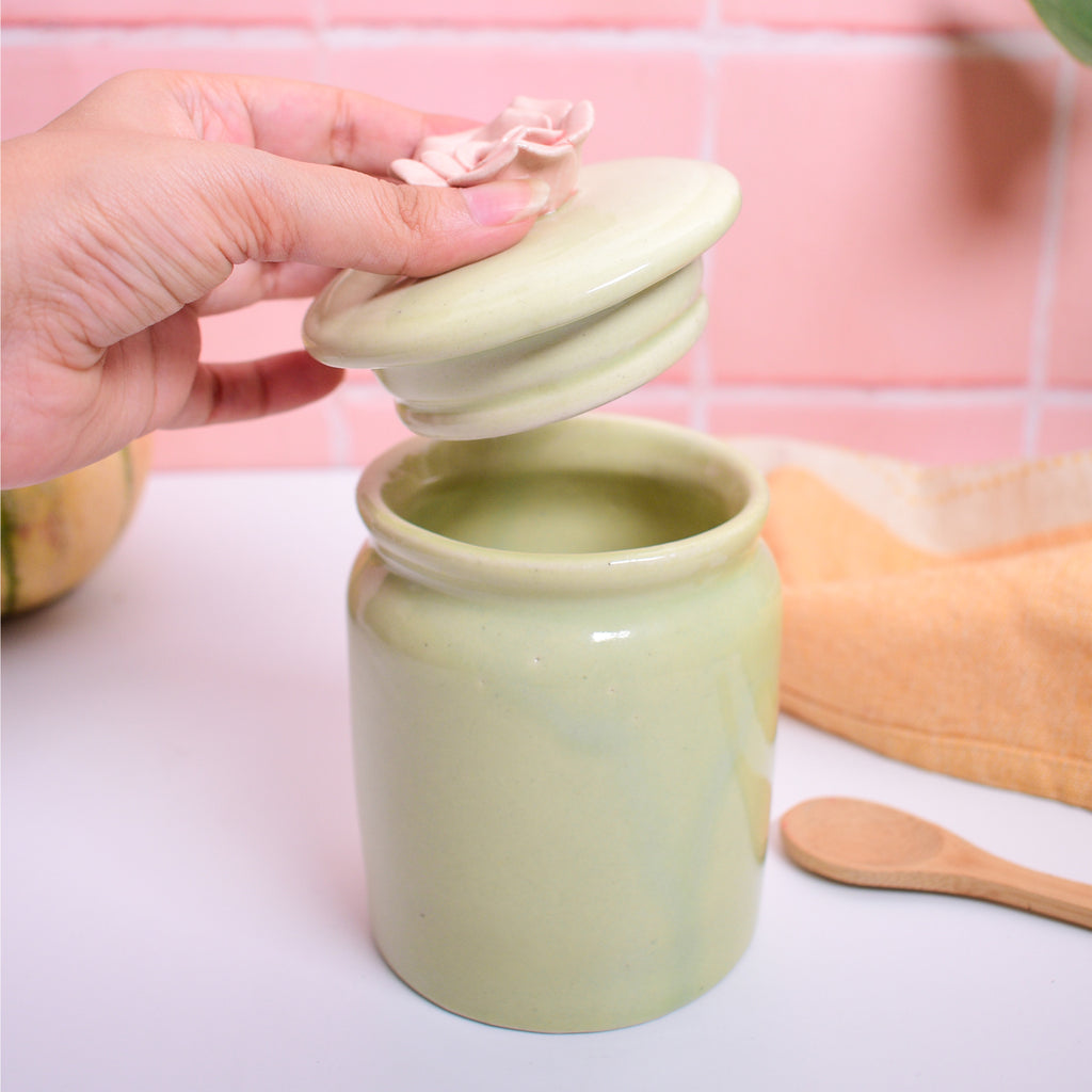 Ceramic Jar - Pink Flower