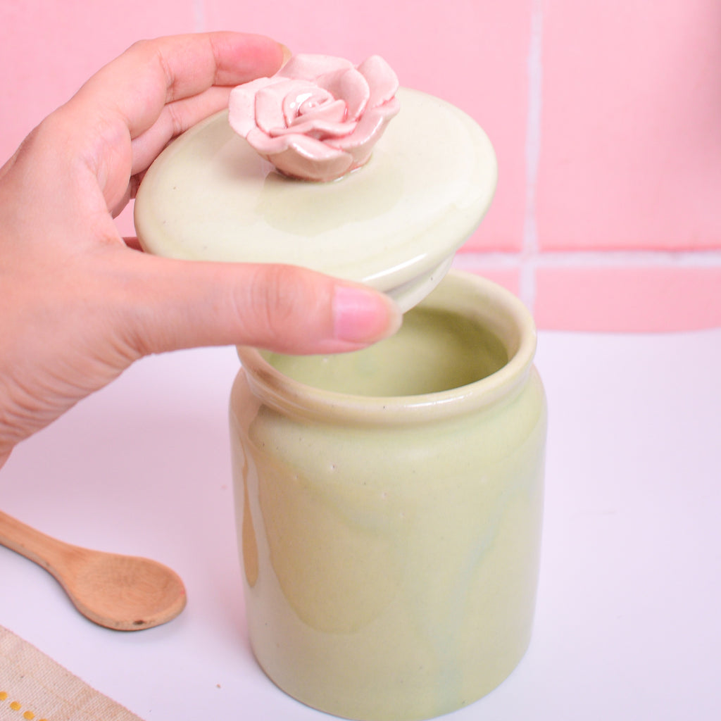 Ceramic Jar - Pink Flower