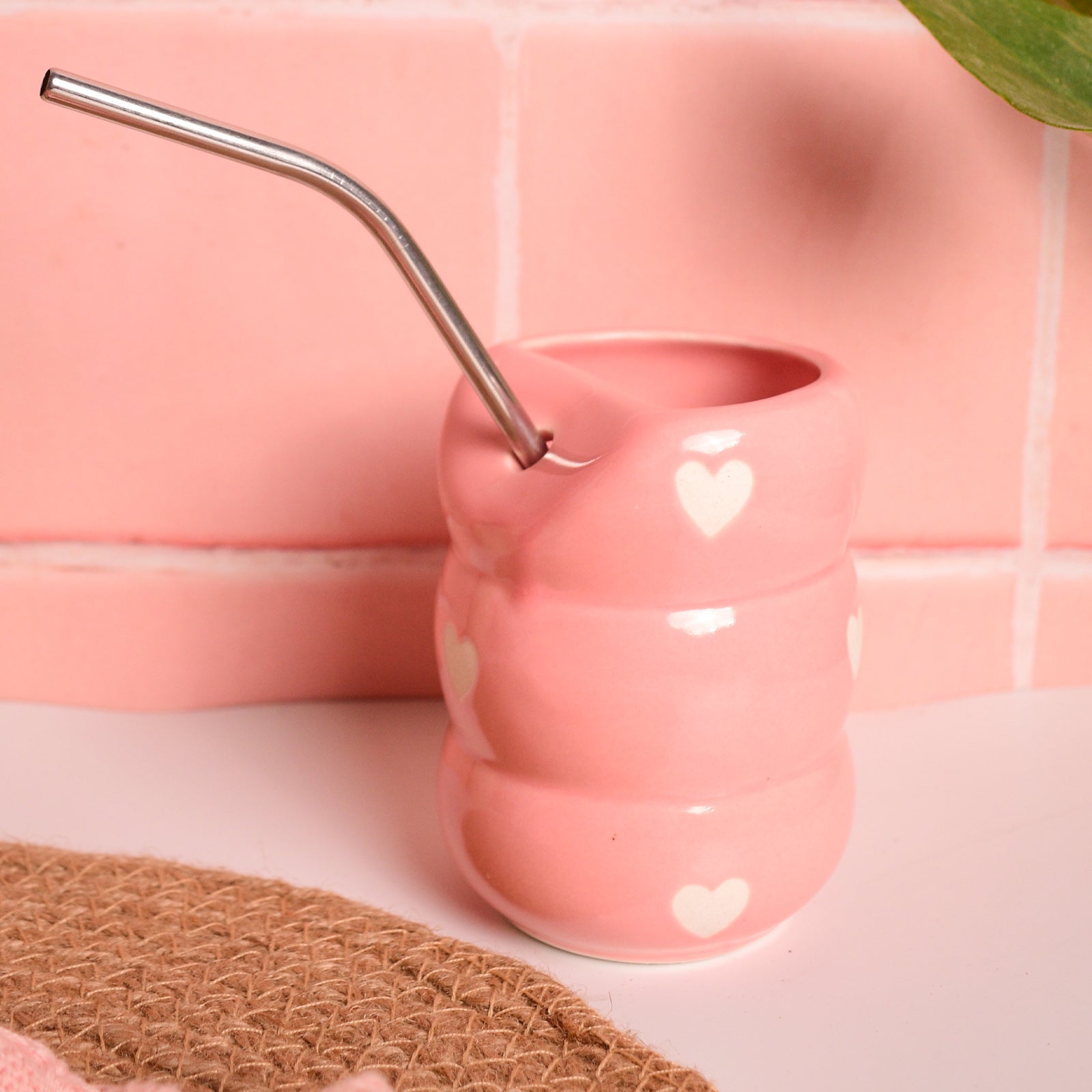 Sip Bubble Tumbler With Straw - Pink Heart