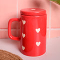 Ceramic Tumbler With Lid - Red Heart