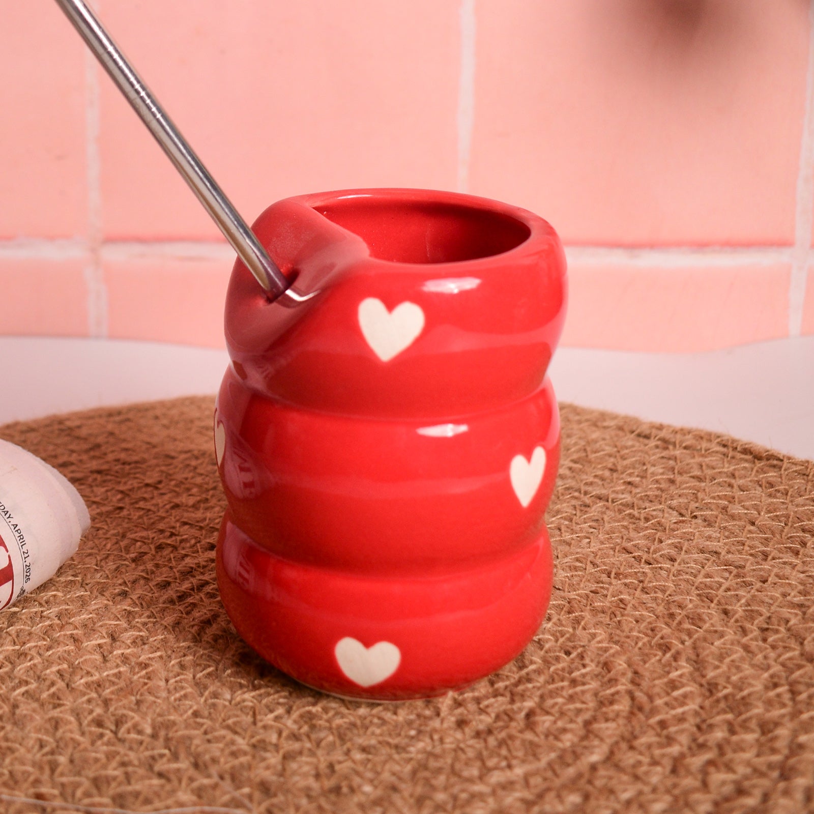 Sip Bubble Tumbler With Straw - Red Heart