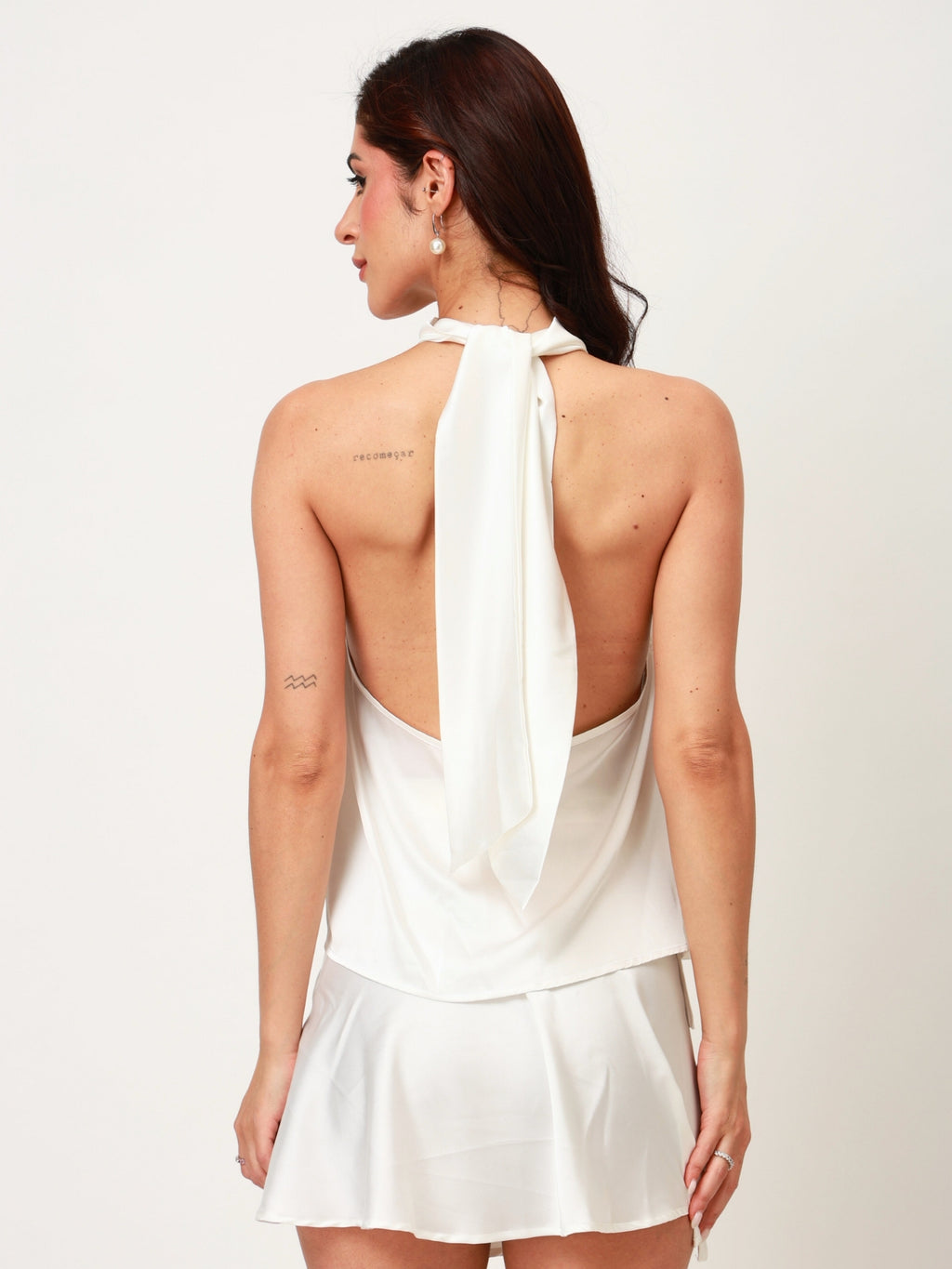 All-White Satin Wrap Co-ord Set