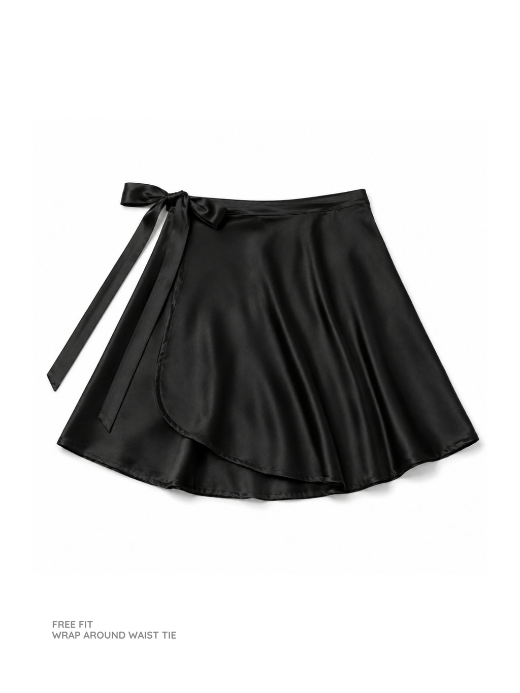 Black Satin Wrap Skirt