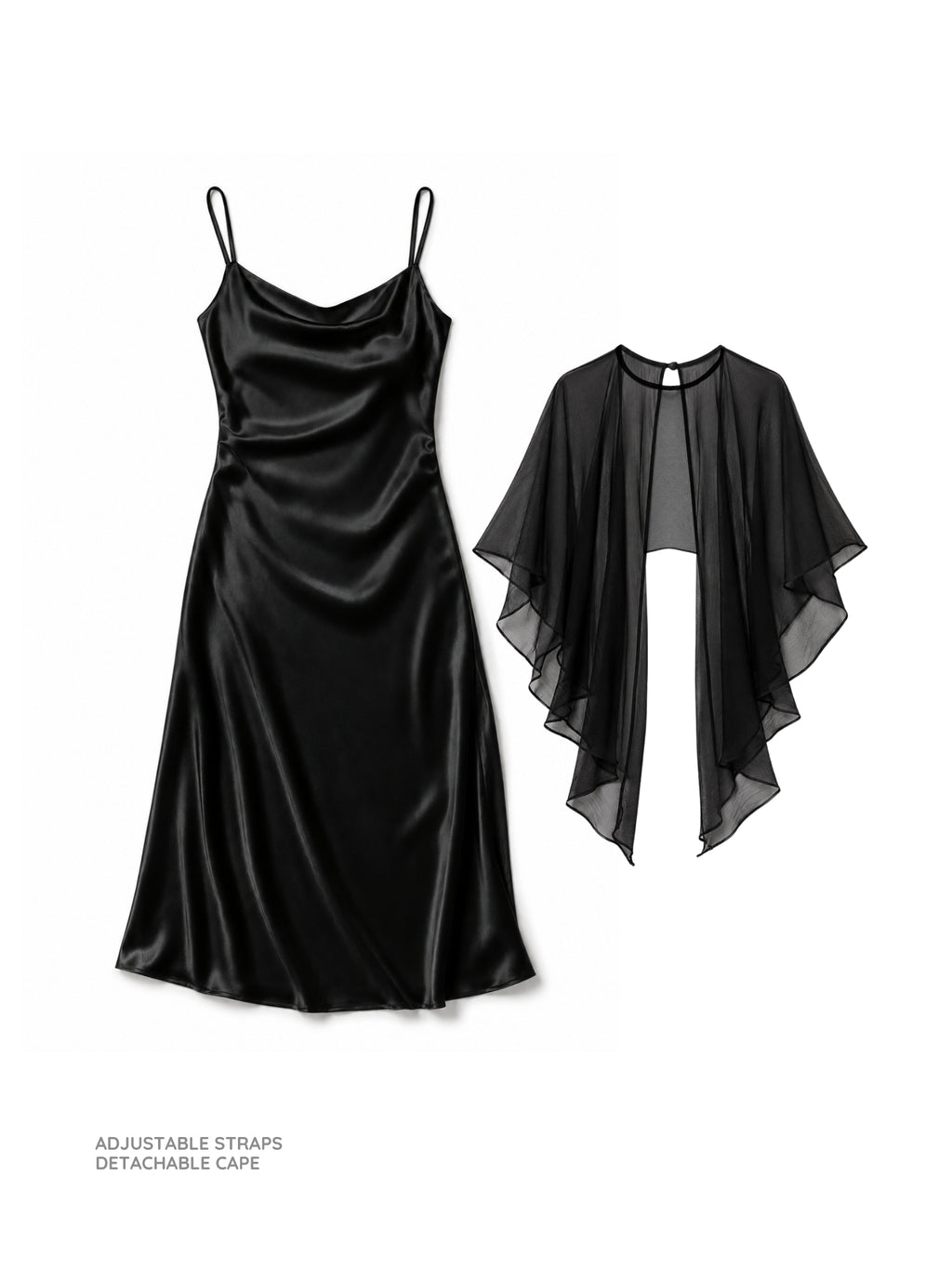 Black Satin Slip Dress With Dupatta