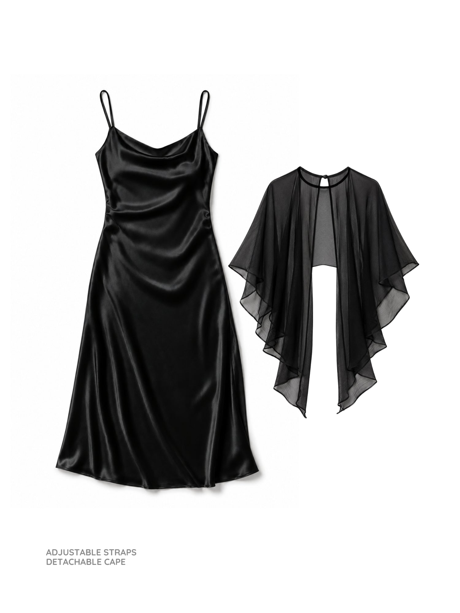 Black Satin Slip Dress With Dupatta