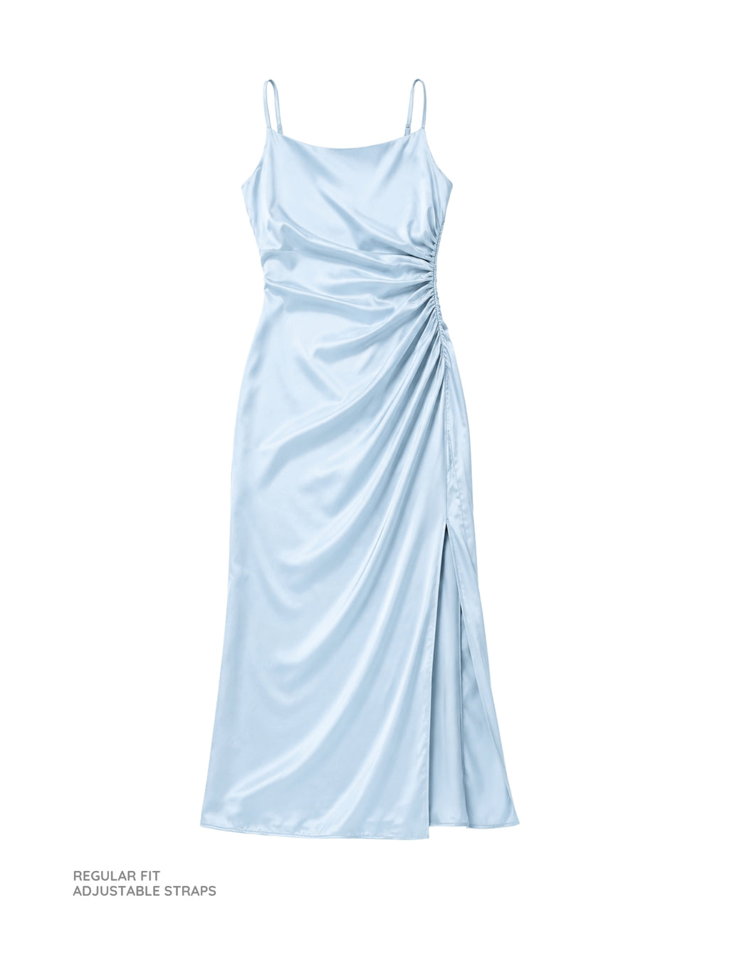 Powder Blue Satin Slit Maxi Dress