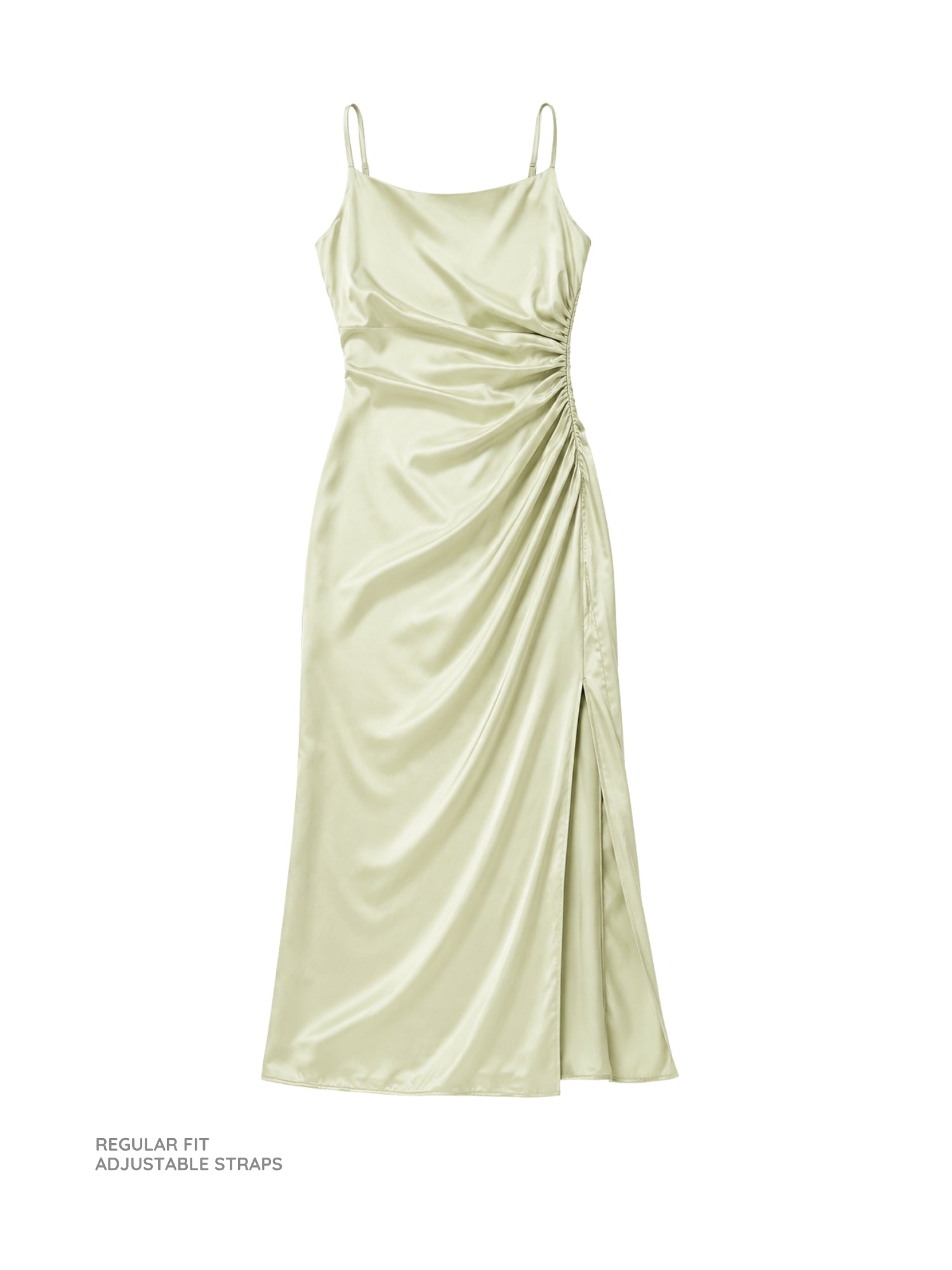 Sage Satin Slit Maxi Dress