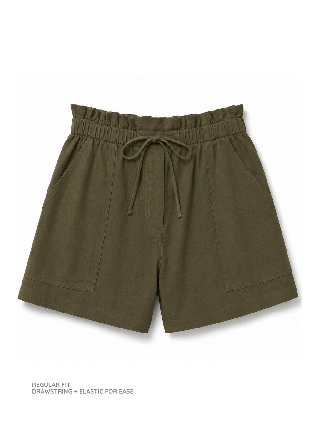 Olive Drawstring Linen Shorts