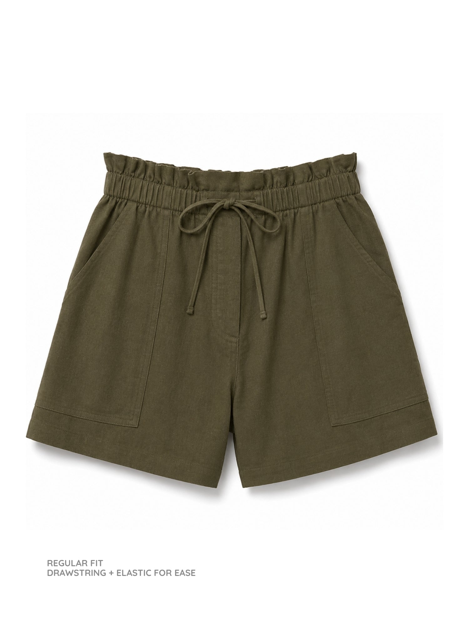 Olive Drawstring Linen Shorts