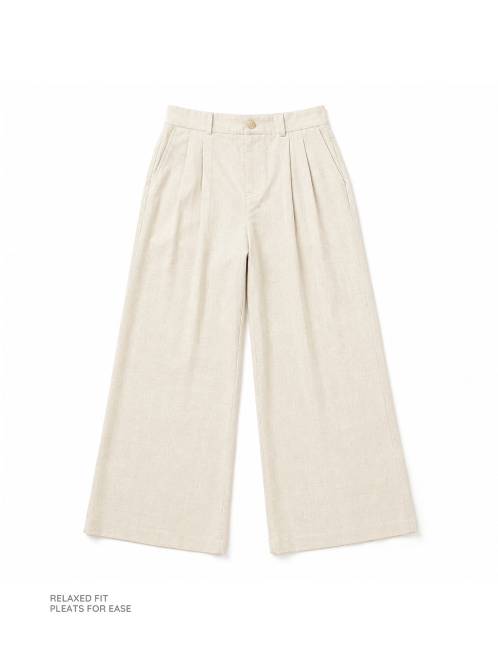 Cream Dune Wide Pleated Pants
