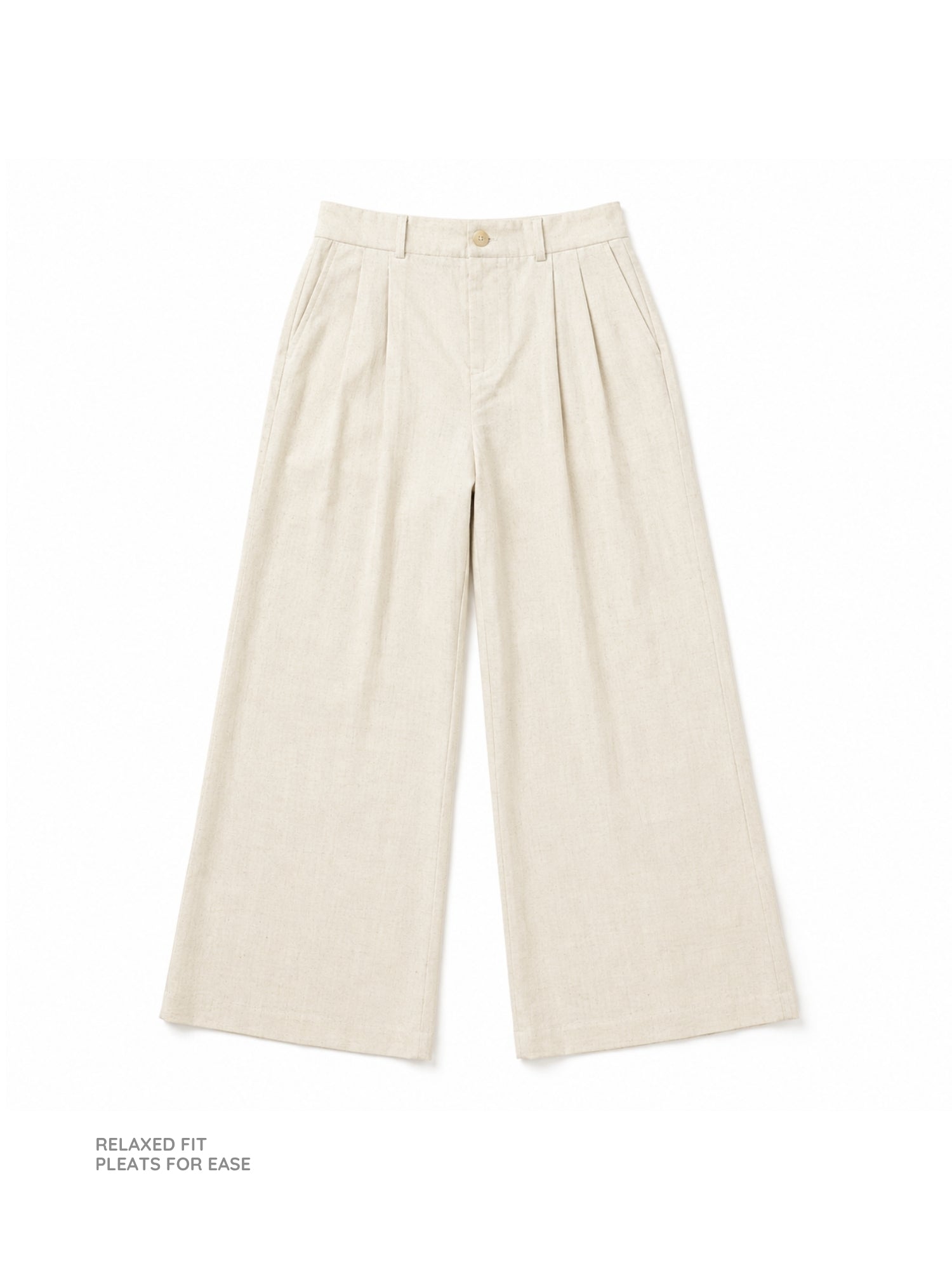 Cream Dune Wide Pleated Pants