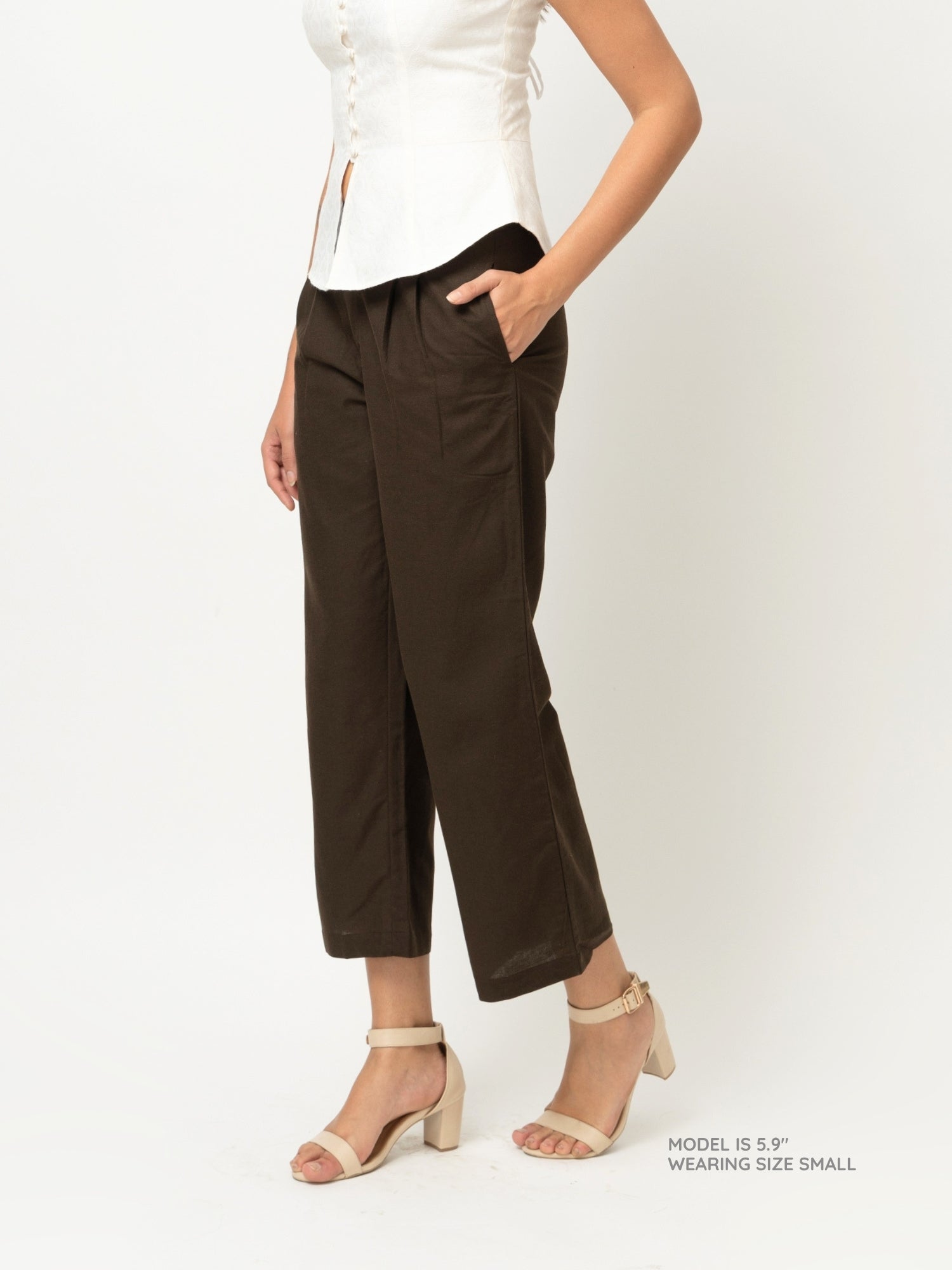 Coffee Brown Wide Pleated Pants